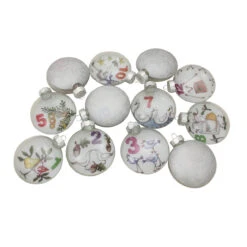 12ct Clear 'The Twelve Days Of Christmas' Glass Disc Ornaments 3" 7 12ct Clear 'The Twelve Days Of Christmas' Glass Disc Ornaments 3" -Christmas Decoration Store northlight wy15208 2 83988.1667656869