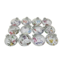 12ct Clear 'The Twelve Days Of Christmas' Glass Disc Ornaments 3"