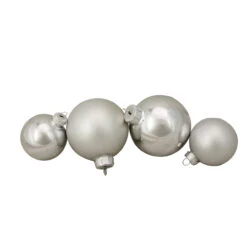 96ct Silver Shiny And Matte Glass Ball Christmas Ornaments - 3.25"