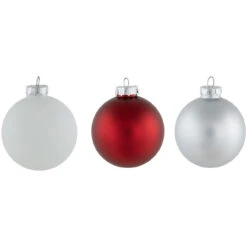 72ct Red, Silver And White Shiny And Matte Glass Ball Christmas Ornaments 3.25-4" 10 72ct Red, Silver And White Shiny And Matte Glass Ball Christmas Ornaments 3.25-4" -Christmas Decoration Store northlight wy15215 1 17447.1677088460