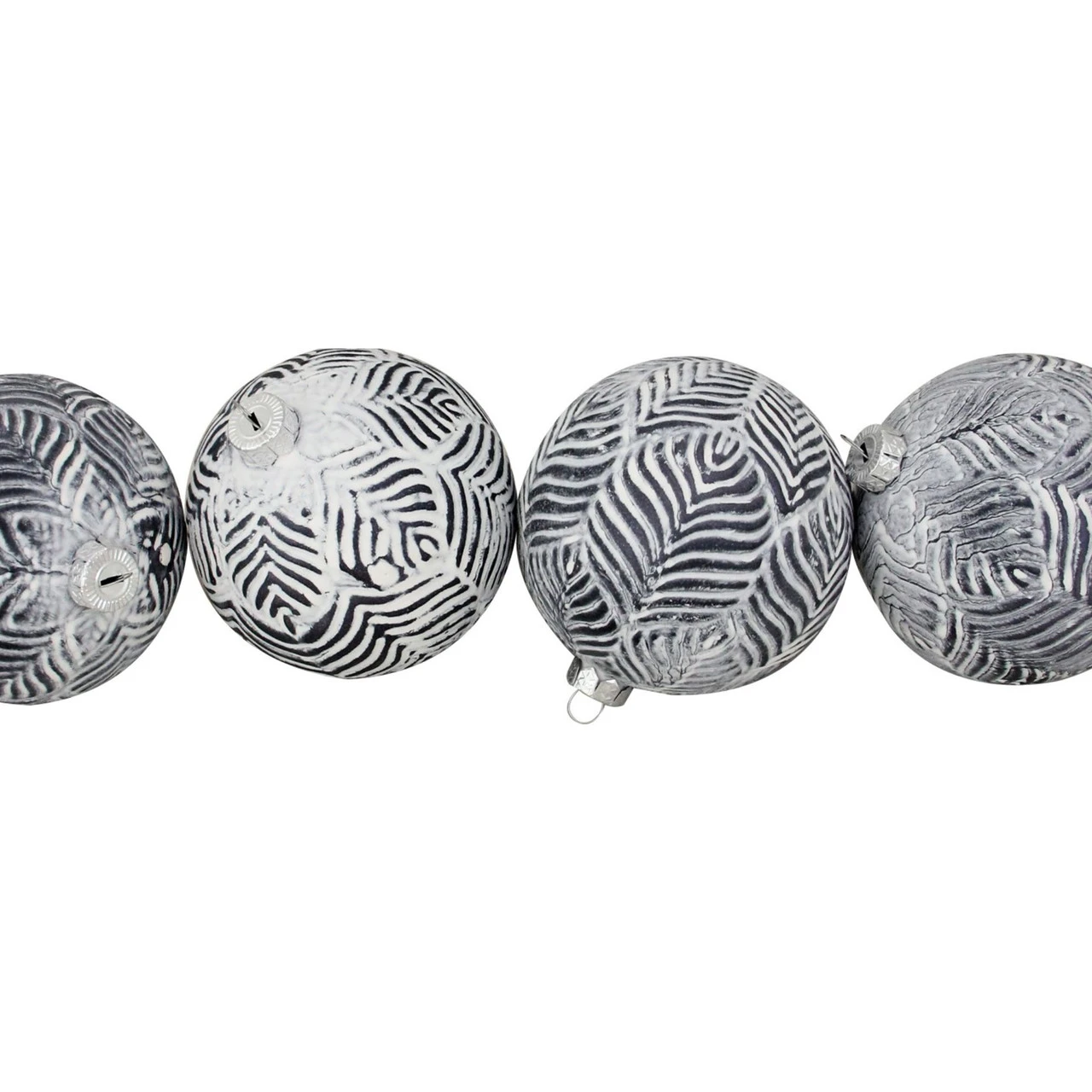 4ct White And Gray Antique Glass Christmas Ball Ornaments 4" (100mm) 5 4ct White And Gray Antique Glass Christmas Ball Ornaments 4" (100mm) - Image 3