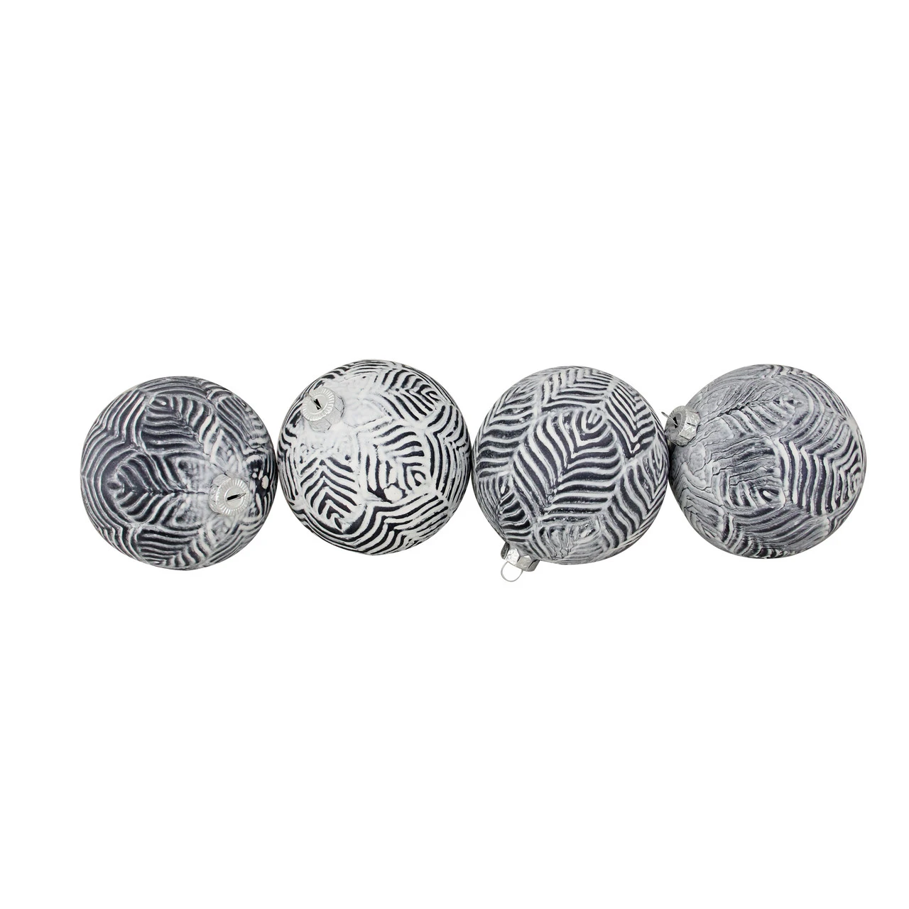 4ct White And Gray Antique Glass Christmas Ball Ornaments 4" (100mm) 3 4ct White And Gray Antique Glass Christmas Ball Ornaments 4" (100mm)