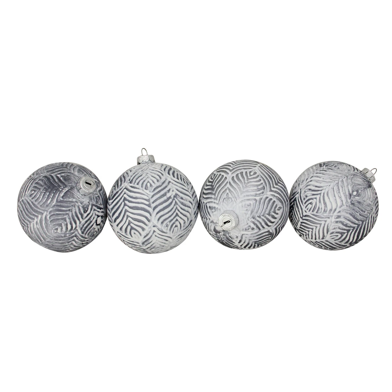 4ct Silver And White Antique Style Glass Christmas Ball Ornaments 4" (100mm) 3 4ct Silver And White Antique Style Glass Christmas Ball Ornaments 4" (100mm)