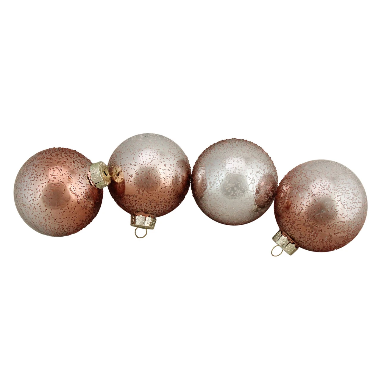 4ct Brown And Silver Hand Blown Shiny Glass Christmas Ball Ornaments 3.25" (80mm) 4 4ct Brown And Silver Hand Blown Shiny Glass Christmas Ball Ornaments 3.25" (80mm) - Image 2