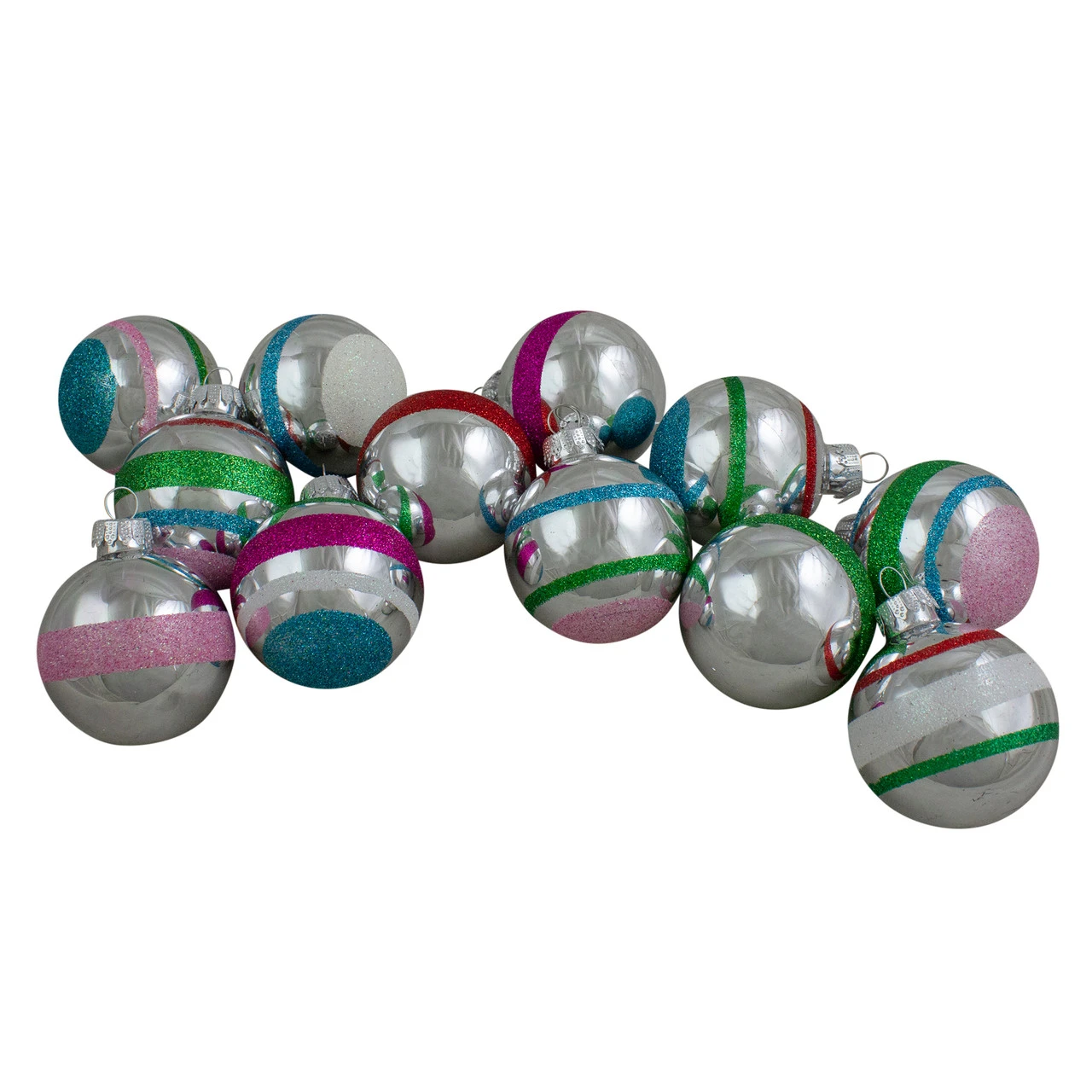 12ct Silver And Pink 2-Finish Glass Christmas Ball Ornaments 2.25" (55mm) 3 12ct Silver And Pink 2-Finish Glass Christmas Ball Ornaments 2.25" (55mm)