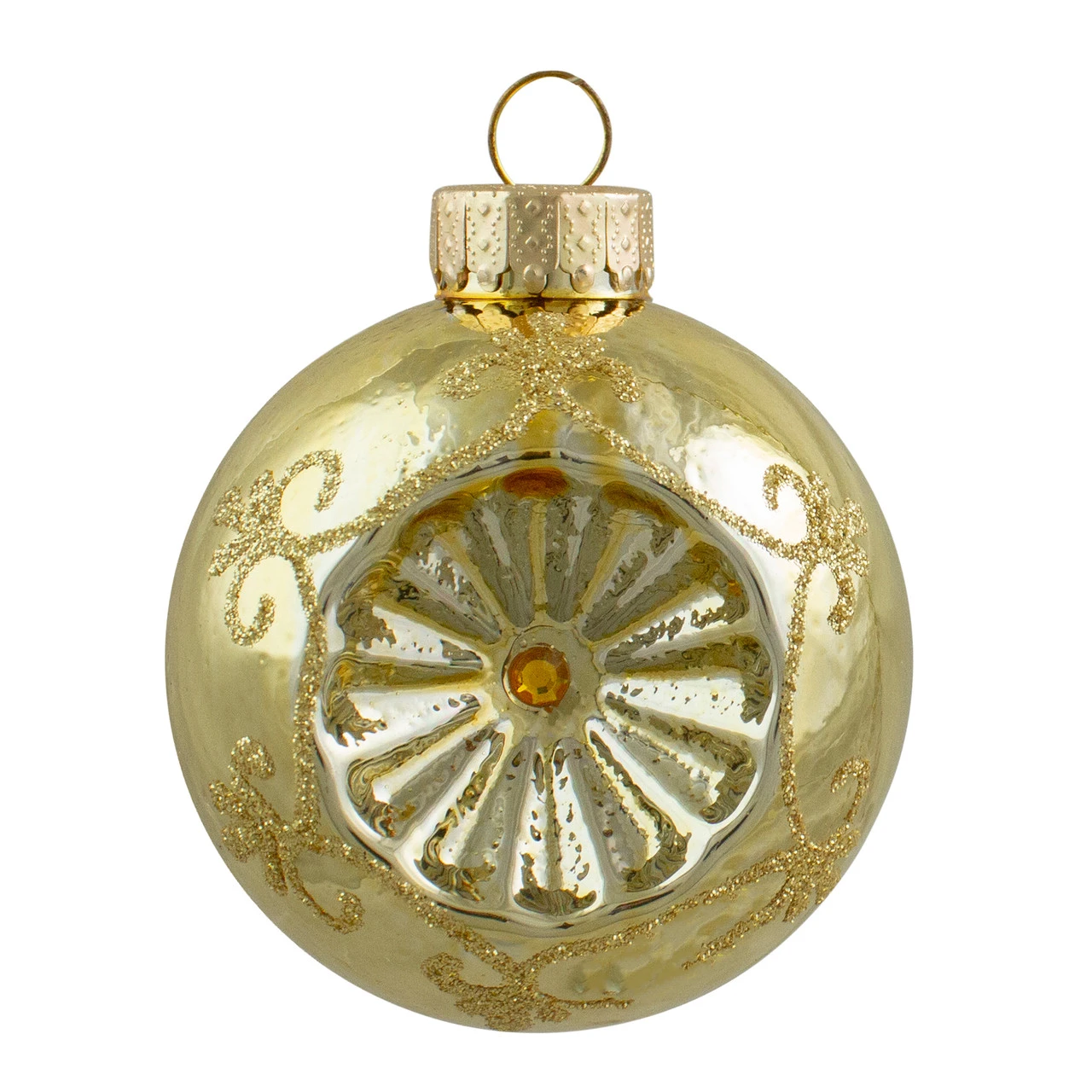 6ct Gold 2-Finish Retro Reflector Glass Christmas Ball Ornaments 2.75" (70mm) 5 6ct Gold 2-Finish Retro Reflector Glass Christmas Ball Ornaments 2.75" (70mm) - Image 3