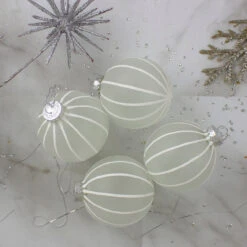 4ct Clear Frosted And White Glitter Striped Matte Glass Christmas Ball Ornaments 3.5" (90mm) 7 4ct Clear Frosted And White Glitter Striped Matte Glass Christmas Ball Ornaments 3.5" (90mm) -Christmas Decoration Store northlight wy27605 3 07991.1667489121