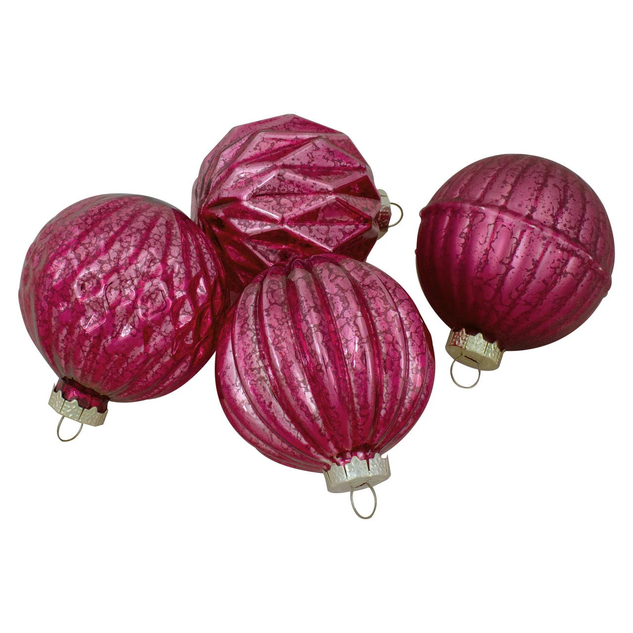 12ct Pink Mercury Glass Style Glass Christmas Ornament Set 3" 6 12ct Pink Mercury Glass Style Glass Christmas Ornament Set 3" - Image 4