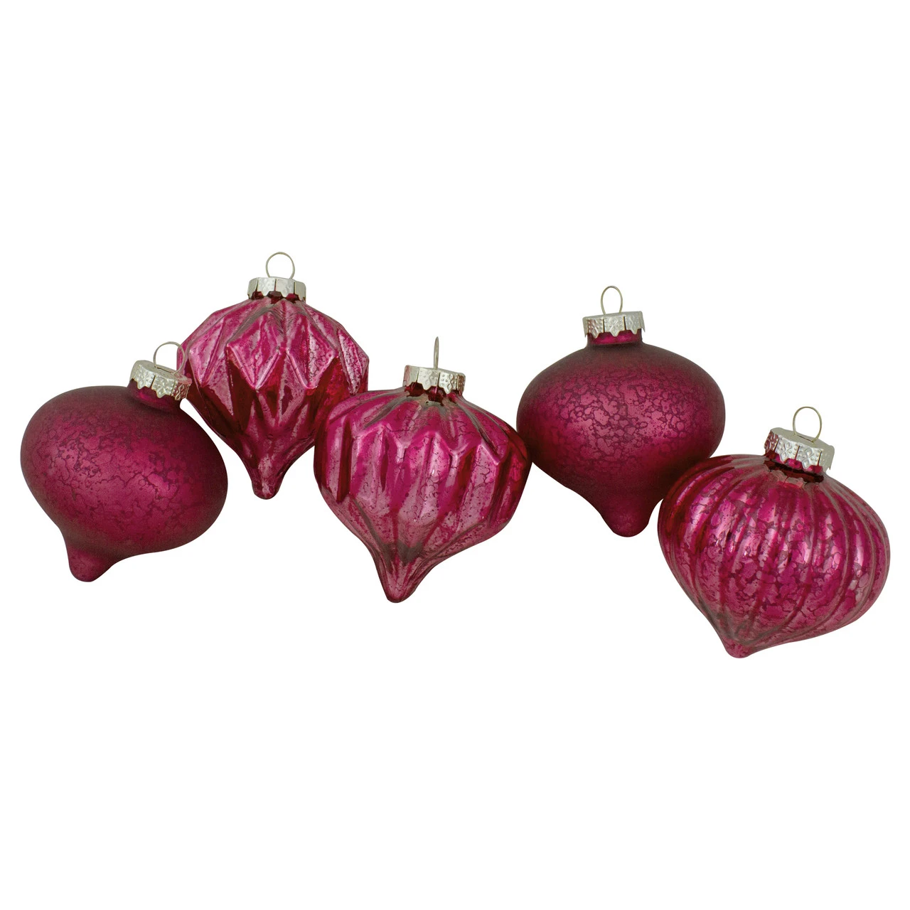 12ct Pink Mercury Glass Style Glass Christmas Ornament Set 3" 4 12ct Pink Mercury Glass Style Glass Christmas Ornament Set 3" - Image 2