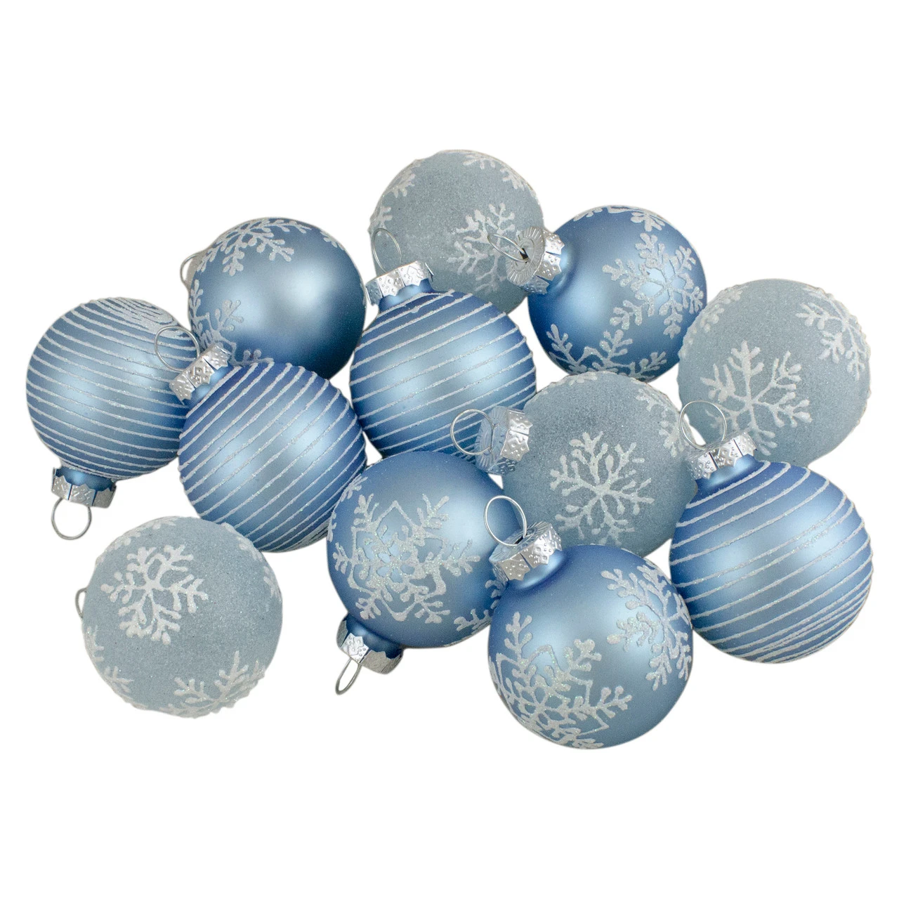 12ct Light Blue Glitter Textured Glass Christmas Ball Ornaments 1.75" (45mm) 4 12ct Light Blue Glitter Textured Glass Christmas Ball Ornaments 1.75" (45mm) - Image 2