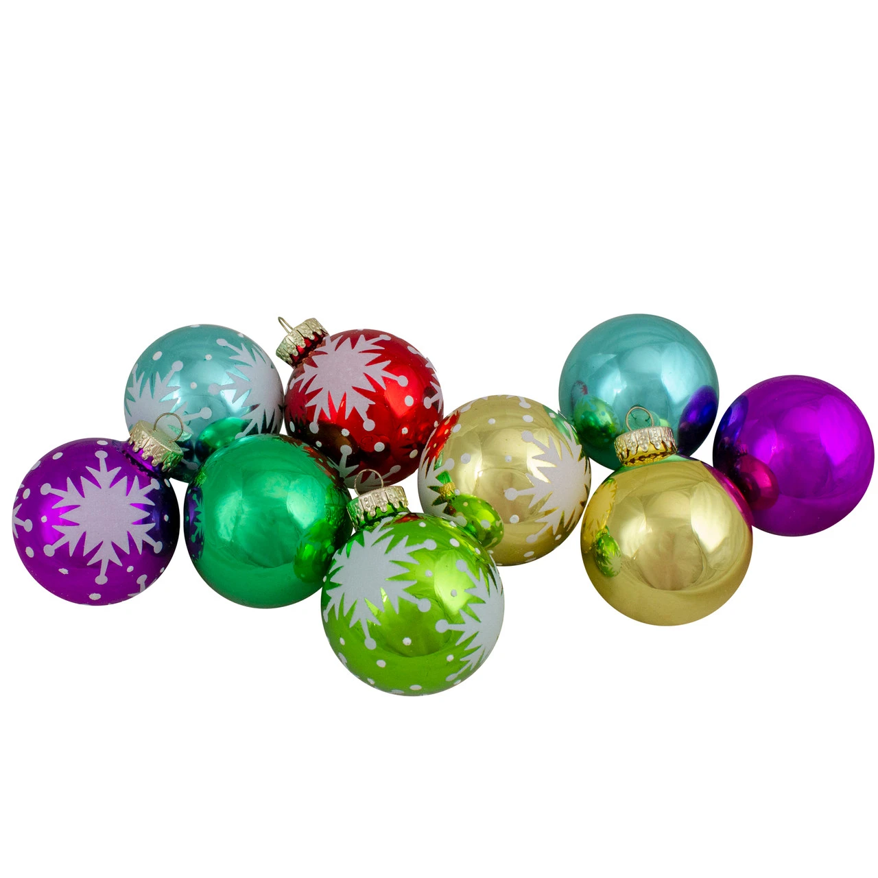 Set Of 9 Assorted Glass Ball Hanging Christmas Ball Ornaments 2.25-Inch (57mm) 3 Set Of 9 Assorted Glass Ball Hanging Christmas Ball Ornaments 2.25-Inch (57mm)