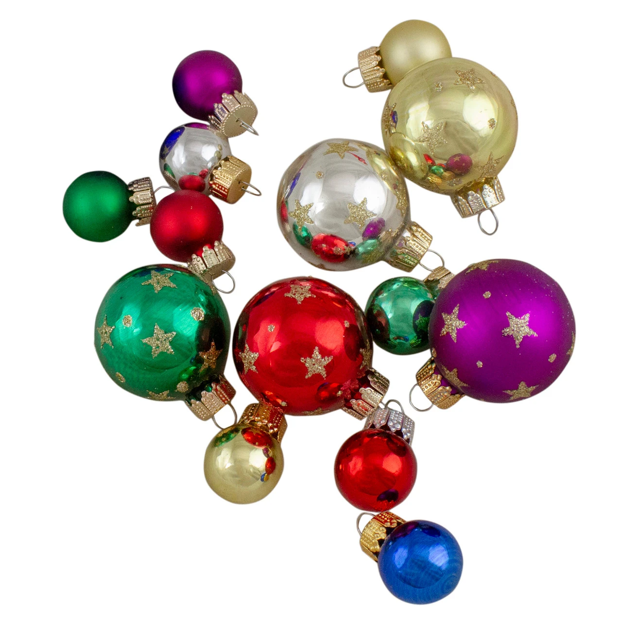 16-Piece Set Of Assorted Multi-Color Glass Ball Christmas Ornaments With Tree Topper 4 16-Piece Set Of Assorted Multi-Color Glass Ball Christmas Ornaments With Tree Topper - Image 2