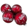 Set Of 4 Red Matte Glass Ball Hanging Christmas Decorations 3.2 Inch (80mm)