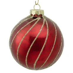 4ct Burgundy Red And Gold Glitter Striped Glass Christmas Ball Ornaments 3" (76mm) -Christmas Decoration Store northlight wy88920 3 updated2022 64023.1677045302