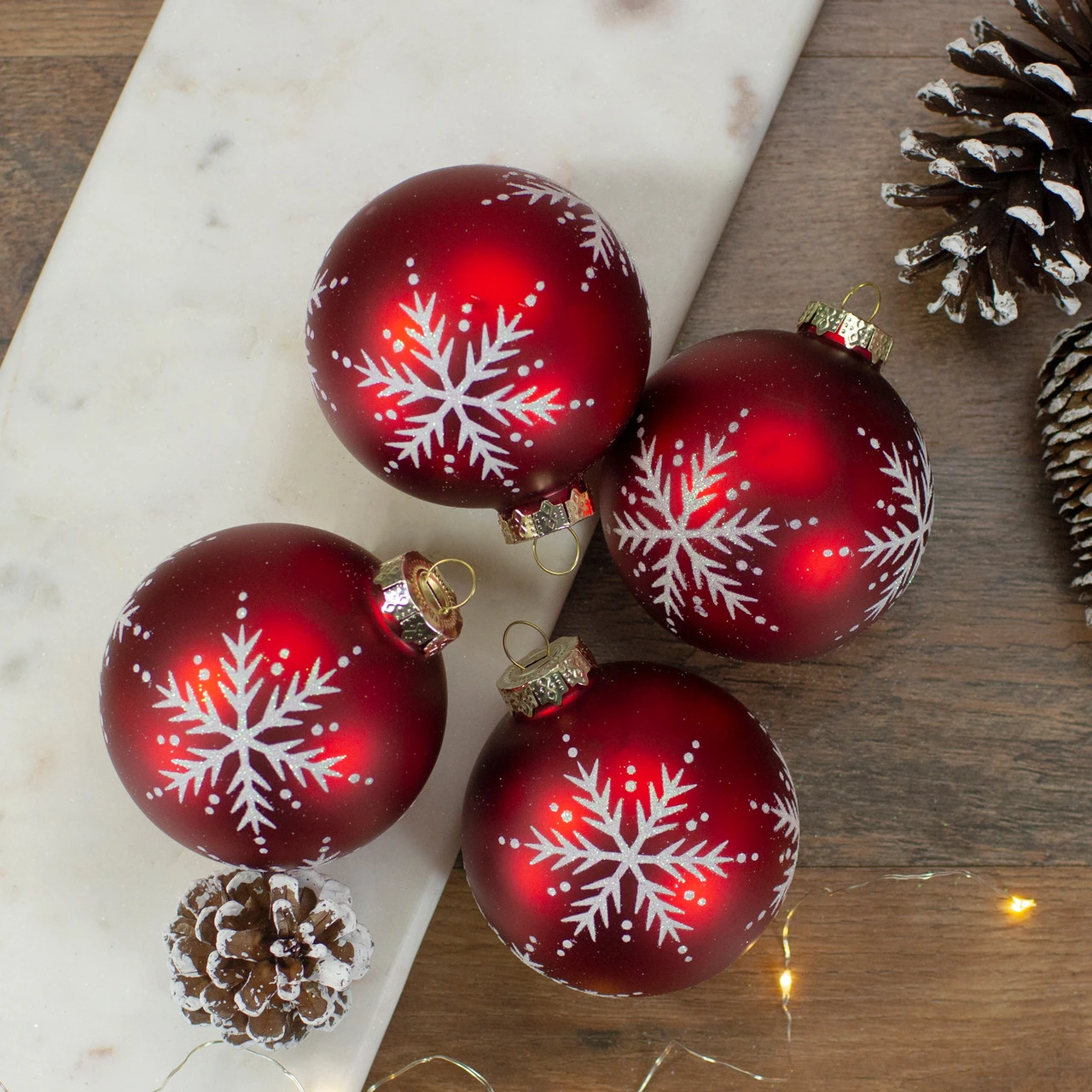 Set Of 4 Matte Red Glass Ball Christmas Ornaments 3.25-Inch (80mm) 4 Set Of 4 Matte Red Glass Ball Christmas Ornaments 3.25-Inch (80mm) - Image 2