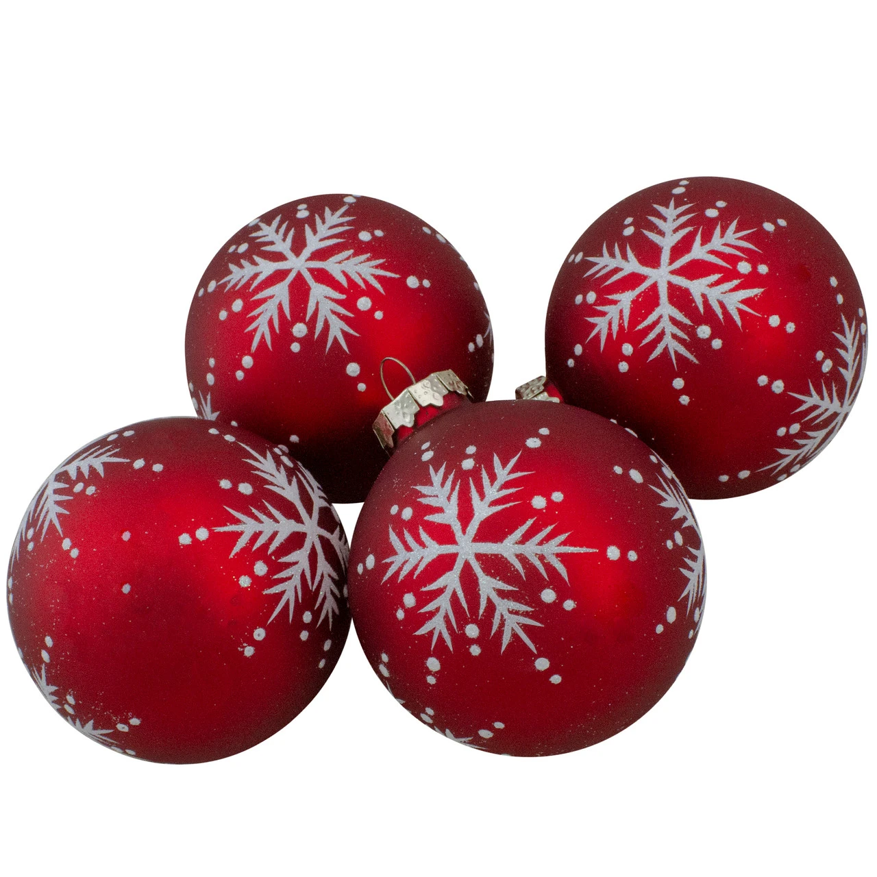 Set Of 4 Matte Red Glass Ball Christmas Ornaments 3.25-Inch (80mm) 3 Set Of 4 Matte Red Glass Ball Christmas Ornaments 3.25-Inch (80mm)