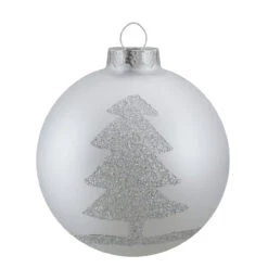 Set Of 4 Silver Glass Ball Christmas Ornaments 3.25" (80mm) 7 Set Of 4 Silver Glass Ball Christmas Ornaments 3.25" (80mm) -Christmas Decoration Store northlight wy88923 fixed 2 50902.1667490807