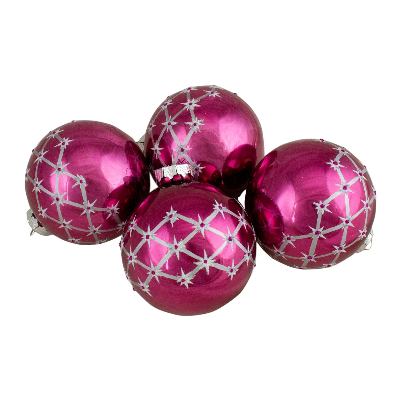 Set Of 4 Pink Glass Ball Christmas Ornaments 3.25-Inch (80mm) 3 Set Of 4 Pink Glass Ball Christmas Ornaments 3.25-Inch (80mm)