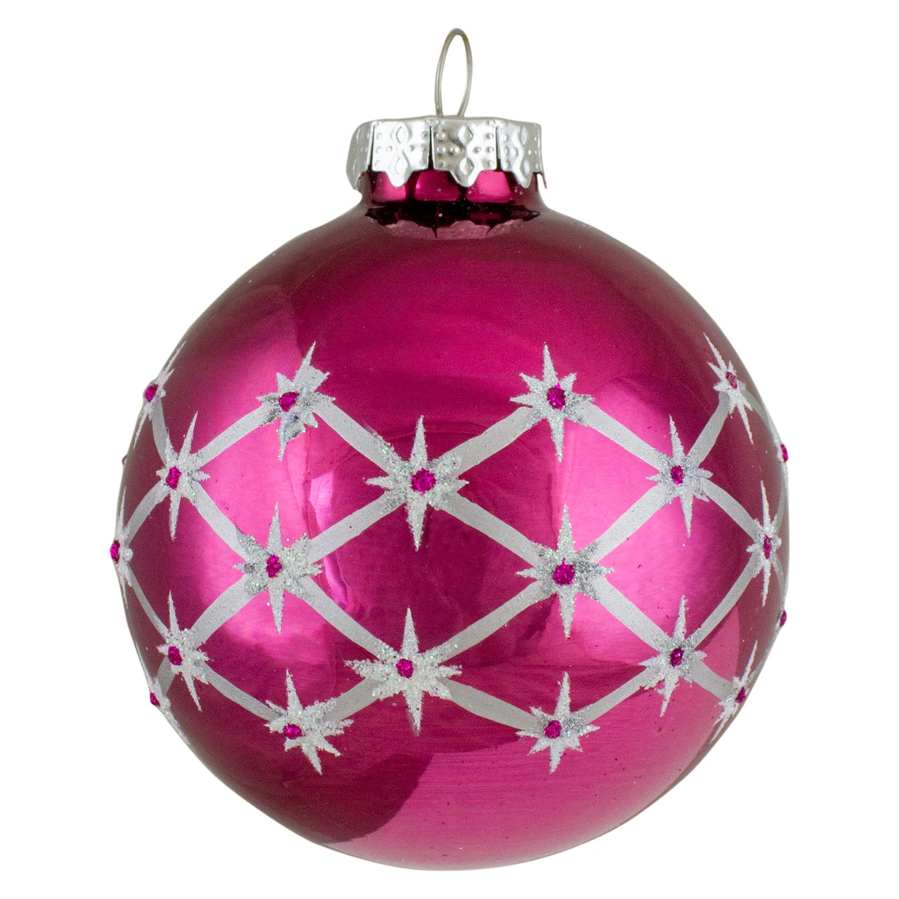 Set Of 4 Pink Glass Ball Christmas Ornaments 3.25-Inch (80mm) 4 Set Of 4 Pink Glass Ball Christmas Ornaments 3.25-Inch (80mm) - Image 2
