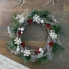 Snowflakes And Berries Winter Foliage Christmas Wreath, 24-Inch, Unlit