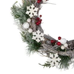 Snowflakes And Berries Winter Foliage Christmas Wreath, 24-Inch, Unlit -Christmas Decoration Store northlight xh01776 2 44933.1667657600
