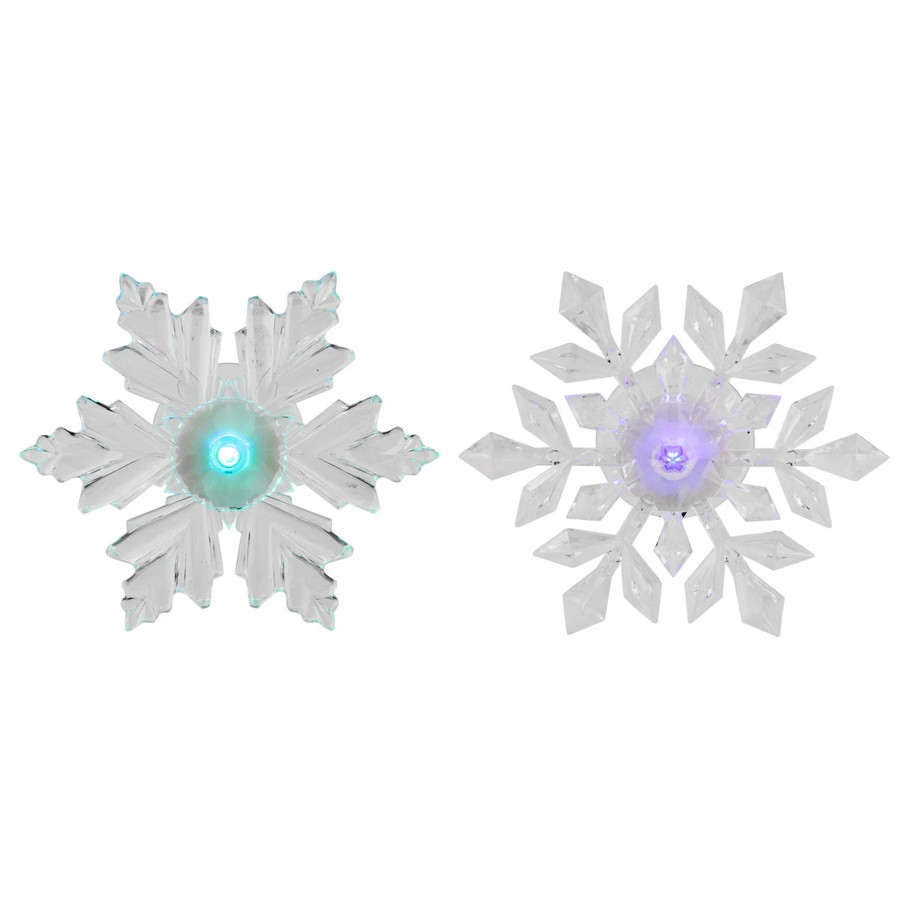 Set Of 2 LED Lighted Icy Crystal Snowflake Christmas Window Decorations 5.5" 4 Set Of 2 LED Lighted Icy Crystal Snowflake Christmas Window Decorations 5.5" - Image 2