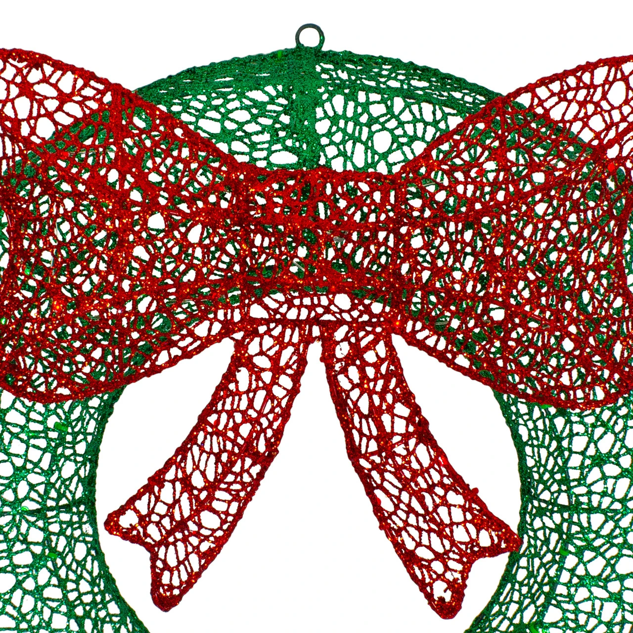 24" LED Lighted Green Glitter Wreath With Red Bow Outdoor Christmas Decoration 6 24" LED Lighted Green Glitter Wreath With Red Bow Outdoor Christmas Decoration - Image 4