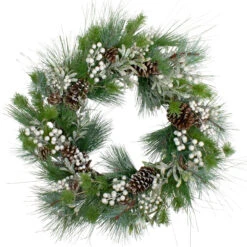Glittered White Berry And Pinecone Artificial Christmas Wreath, 30-Inch, Unlit