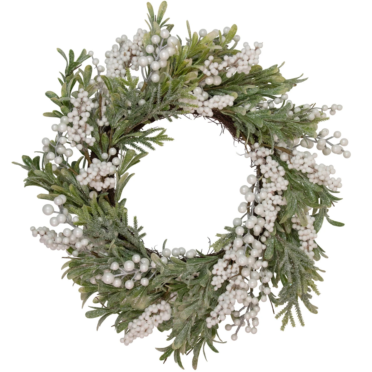 Artificial Christmas Wreath With Frosted Foliage And Berries, 20-Inch, Unlit 3 Artificial Christmas Wreath With Frosted Foliage And Berries, 20-Inch, Unlit