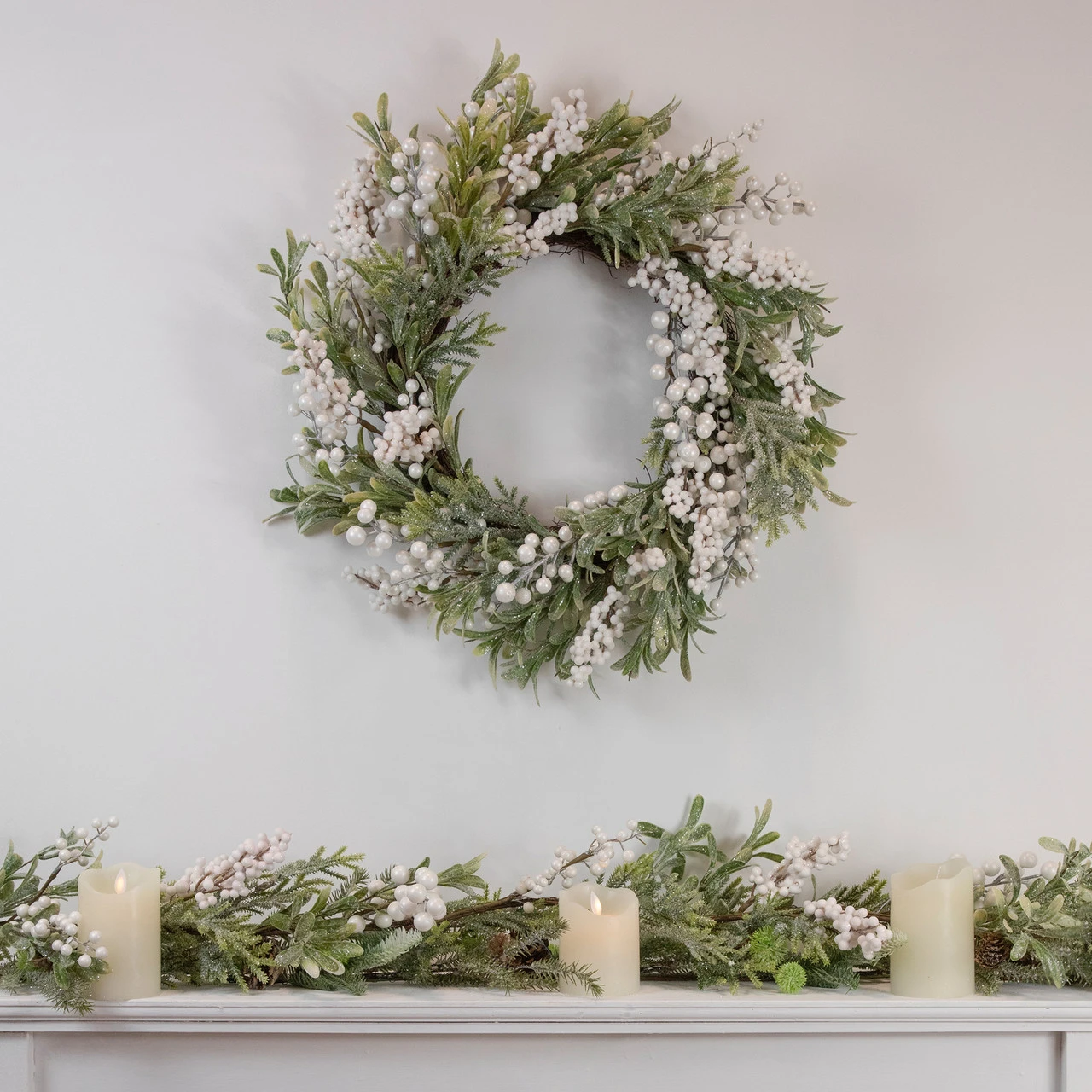 5' X 8" Artificial Christmas Garland With With Frosted Foliage And Pine Cones, Unlit 4 5' X 8" Artificial Christmas Garland With With Frosted Foliage And Pine Cones, Unlit - Image 2