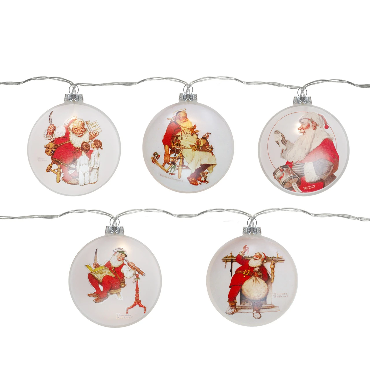 Set Of 5 Glass Norman Rockwell Christmas Disc Lights 3 Set Of 5 Glass Norman Rockwell Christmas Disc Lights