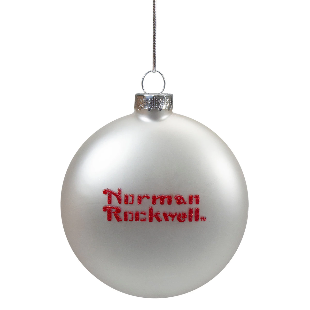 Set Of 3 Norman Rockwell Glass Christmas Disc Ornament 5 Set Of 3 Norman Rockwell Glass Christmas Disc Ornament - Image 3