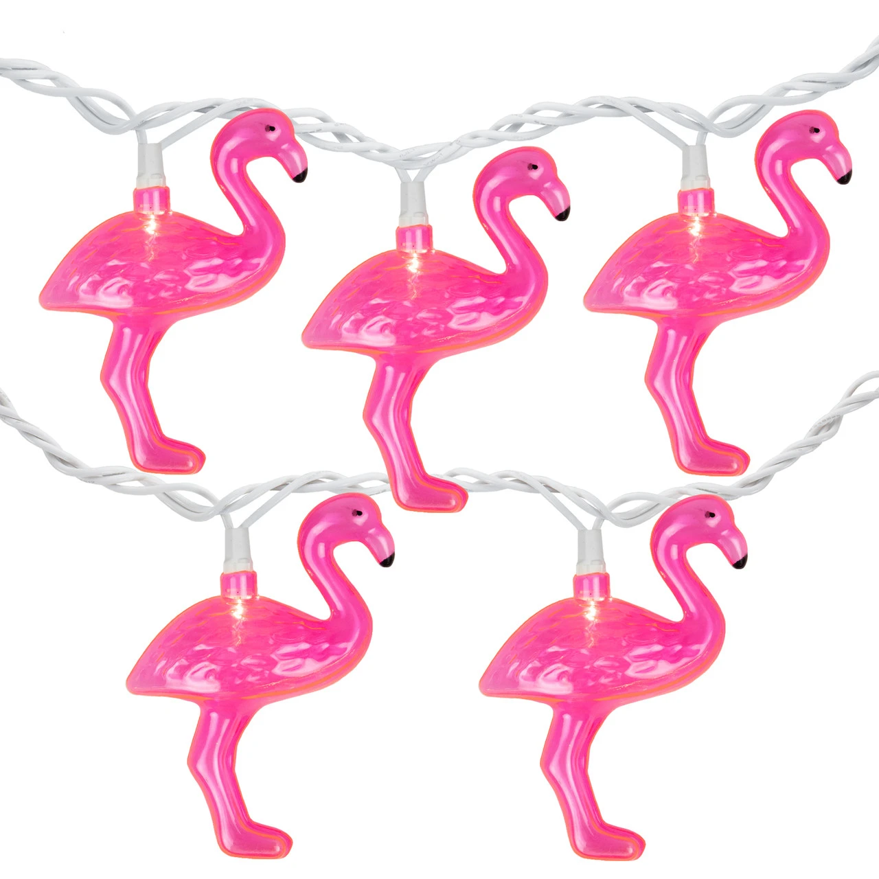 10ct Pink Flamingo Summer Patio String Light Set, 7.25ft White Wire 3 10ct Pink Flamingo Summer Patio String Light Set, 7.25ft White Wire