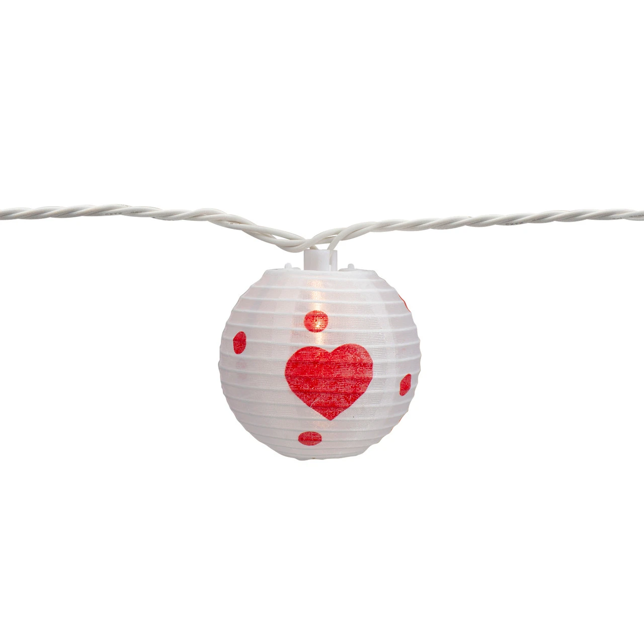 10-Count White And Red Heart Paper Lantern Valentine's Day Lights, 8.5ft White Wire 6 10-Count White And Red Heart Paper Lantern Valentine's Day Lights, 8.5ft White Wire - Image 4