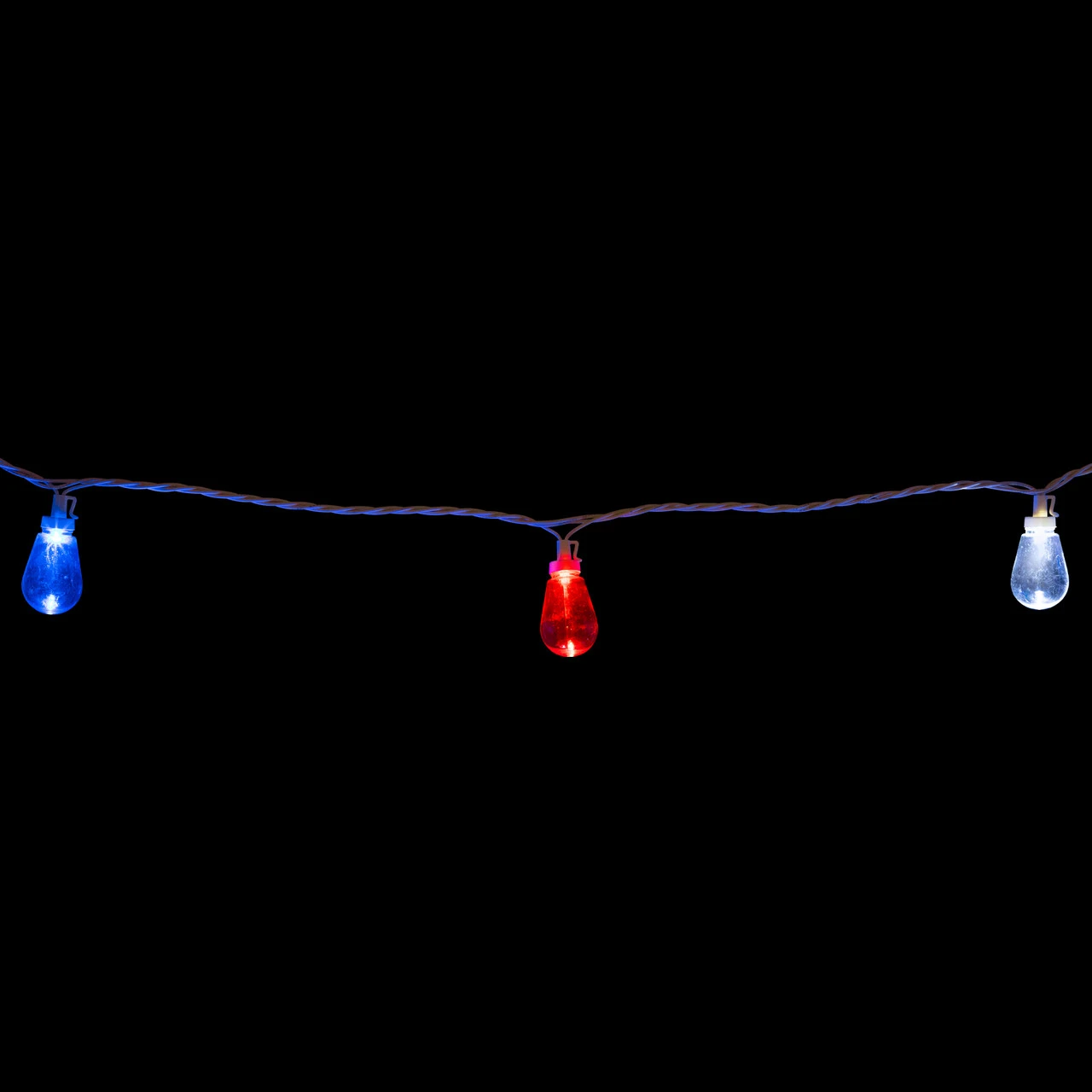 10ct Red, White And Blue LED Edison Style Lights, 9ft White Wire 5 10ct Red, White And Blue LED Edison Style Lights, 9ft White Wire - Image 3