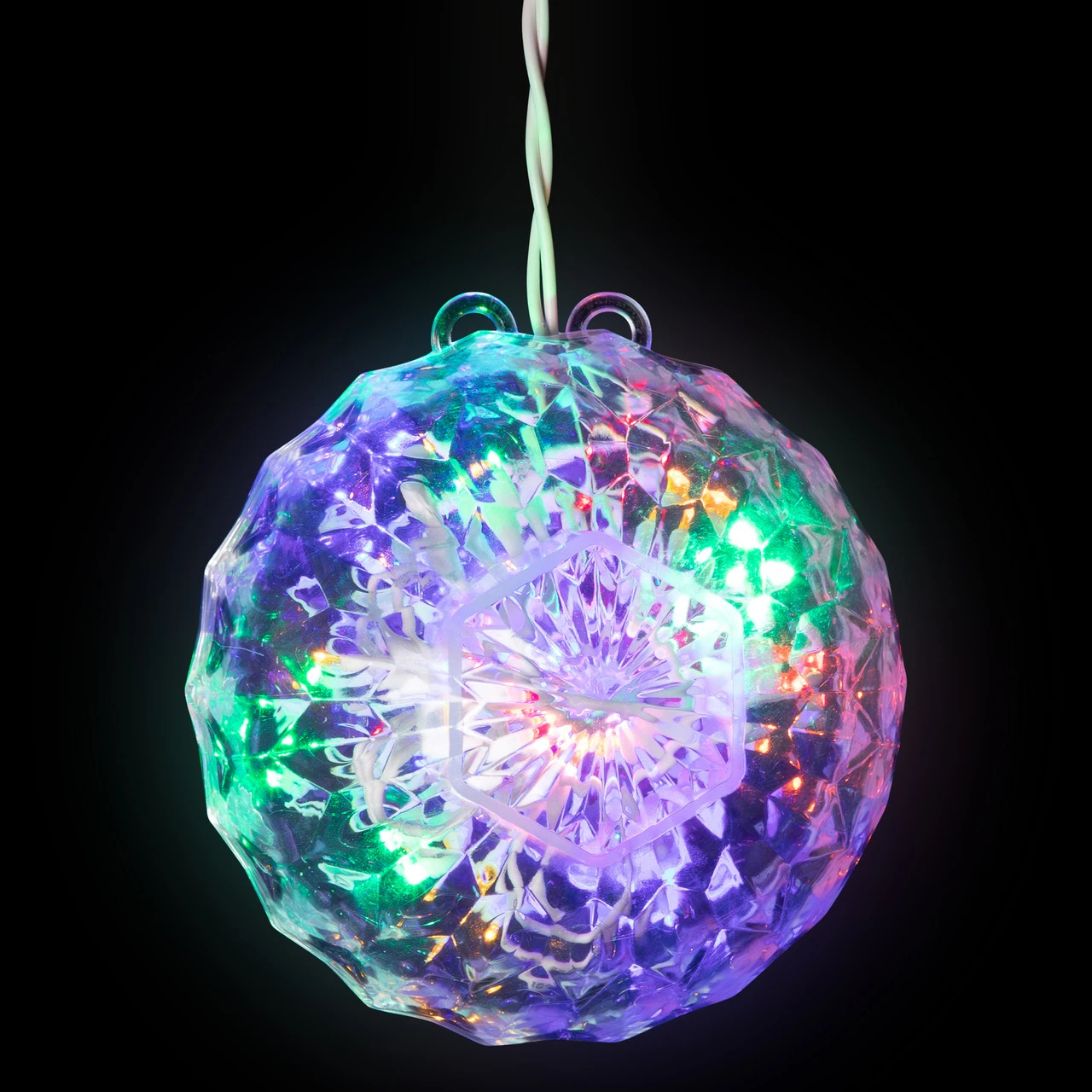 6" LED Lighted Multi-Color Hanging Crystal Sphere Outdoor Christmas Decoration 3 6" LED Lighted Multi-Color Hanging Crystal Sphere Outdoor Christmas Decoration