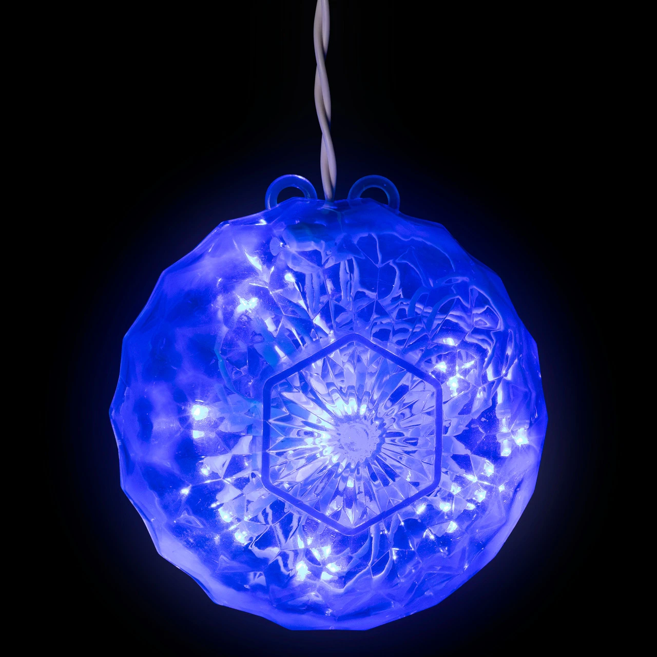 Blue LED Hanging Crystal Sphere Ball Outdoor Christmas Decor - 6 Inch 3 Blue LED Hanging Crystal Sphere Ball Outdoor Christmas Decor - 6 Inch