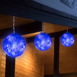 Blue LED Hanging Crystal Sphere Ball Outdoor Christmas Decor - 6 Inch 8 Blue LED Hanging Crystal Sphere Ball Outdoor Christmas Decor - 6 Inch -Christmas Decoration Store northlight ys27568 3 74350.1667580358