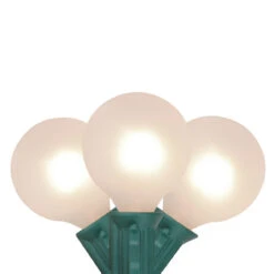 10-Count White Frosted G40 Globe Patio Lights, 9ft Green Wire