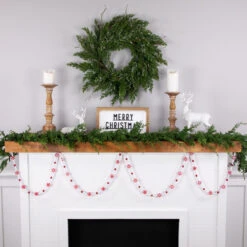 9' Red And White Peppermint Candy Beaded Christmas Garland, Unlit 10 9' Red And White Peppermint Candy Beaded Christmas Garland, Unlit -Christmas Decoration Store northlight ys28298 styled20on20fireplace 25460.1686600463