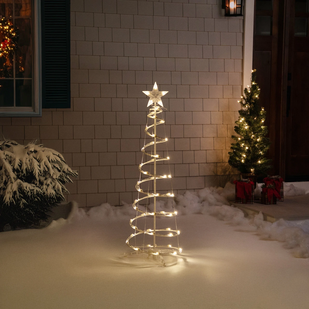 4ft LED Lighted Spiral Cone Tree Outdoor Christmas Decoration, Warm White Lights 5 4ft LED Lighted Spiral Cone Tree Outdoor Christmas Decoration, Warm White Lights - Image 3