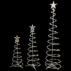 Set Of 3 LED Lighted Warm White Outdoor Spiral Christmas Cone Trees 3', 4', And 6' 8 Set Of 3 LED Lighted Warm White Outdoor Spiral Christmas Cone Trees 3', 4', And 6' -Christmas Decoration Store northlight ys92339 2 86248.1667534304