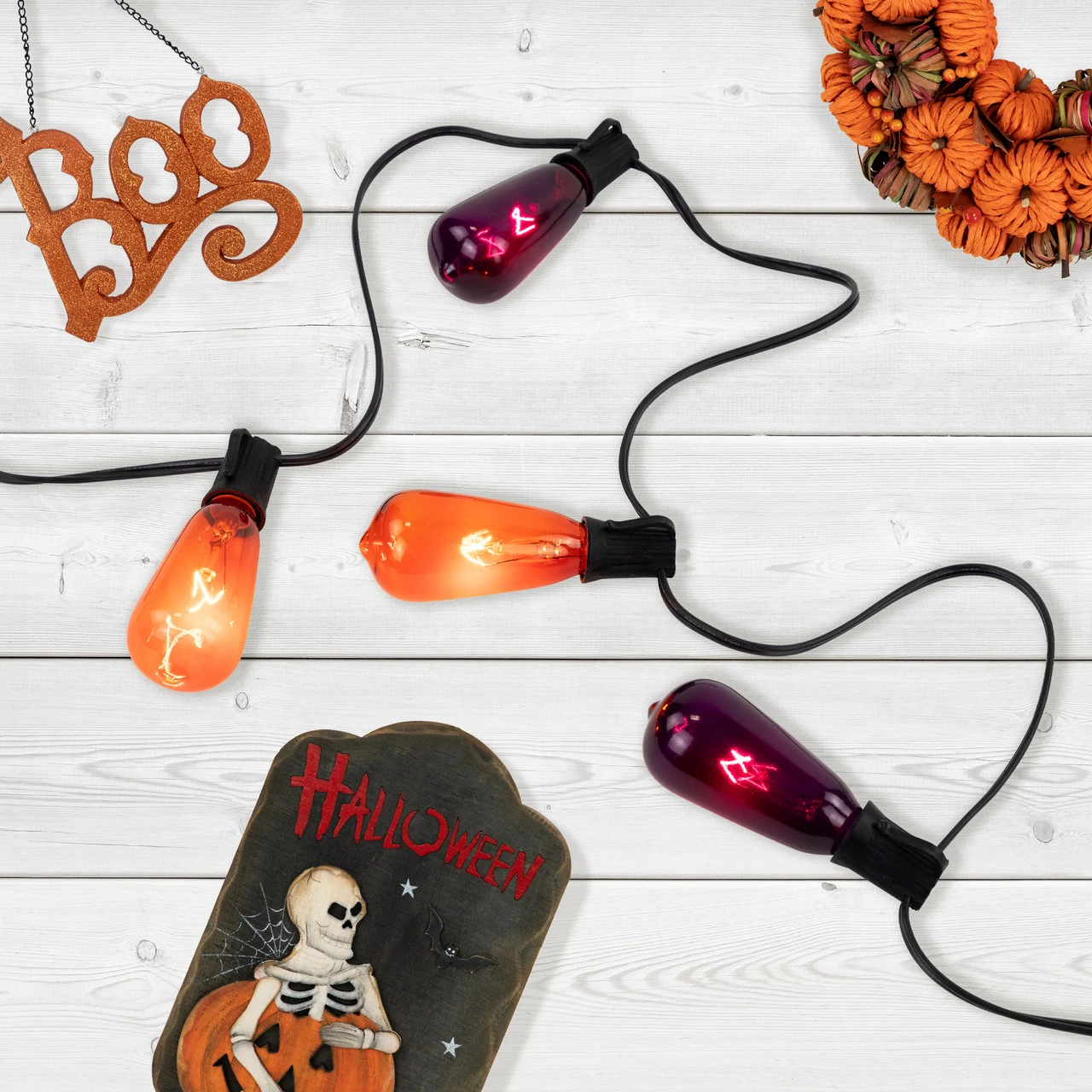 10ct Purple And Orange Edison E17 Halloween Light Set, 9ft Black Wire 4 10ct Purple And Orange Edison E17 Halloween Light Set, 9ft Black Wire - Image 2