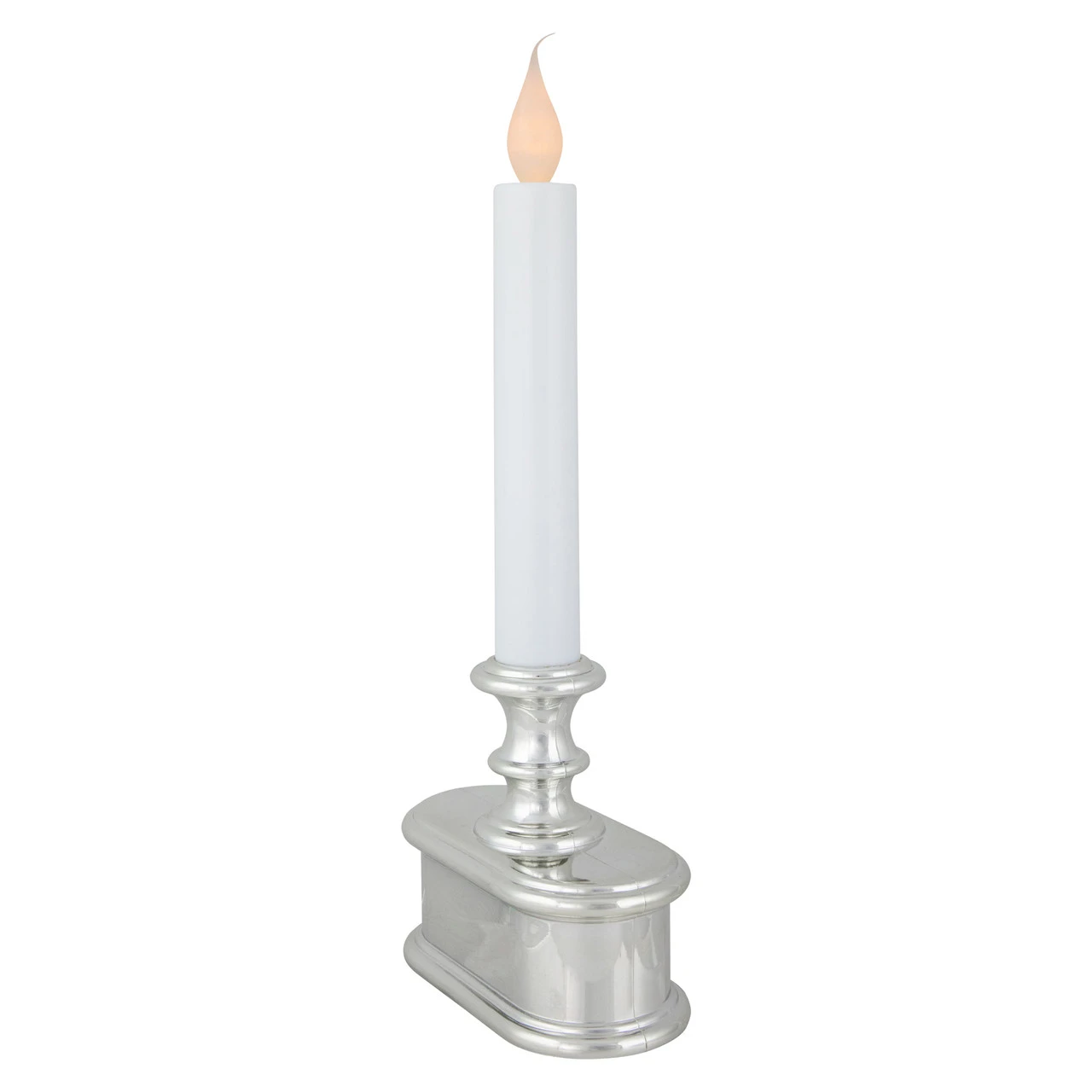 9.25" Pre-Lit LED White And Silver Lighted Christmas Candle Lamp 6 9.25" Pre-Lit LED White And Silver Lighted Christmas Candle Lamp - Image 4