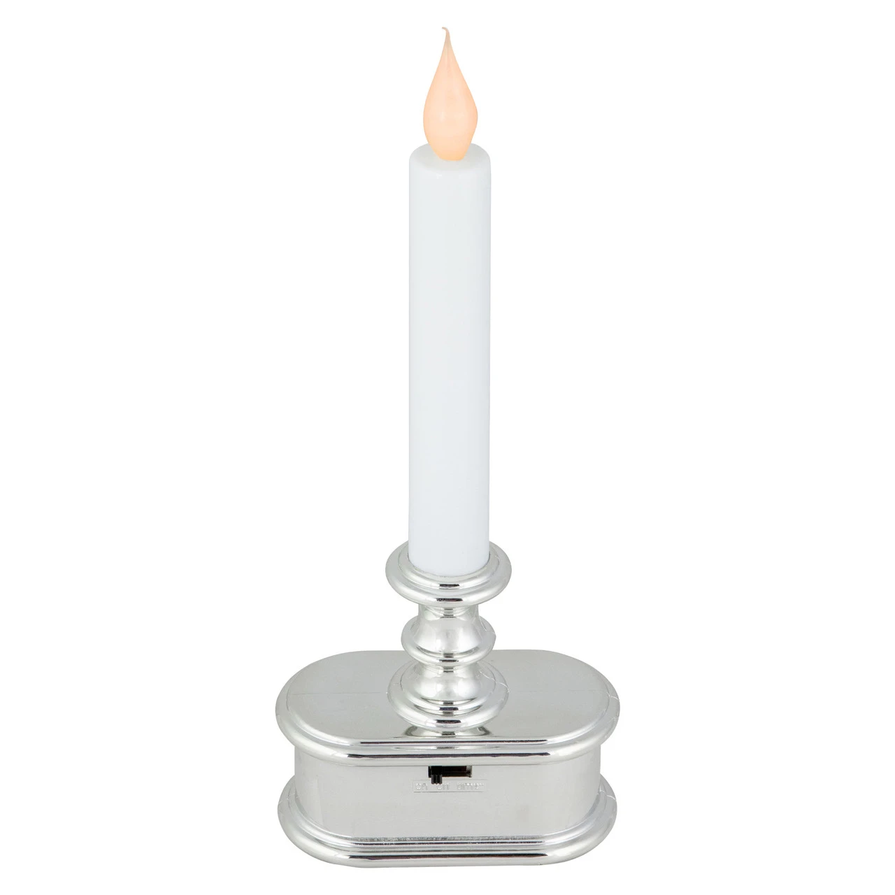 9.25" Pre-Lit LED White And Silver Lighted Christmas Candle Lamp 5 9.25" Pre-Lit LED White And Silver Lighted Christmas Candle Lamp - Image 3