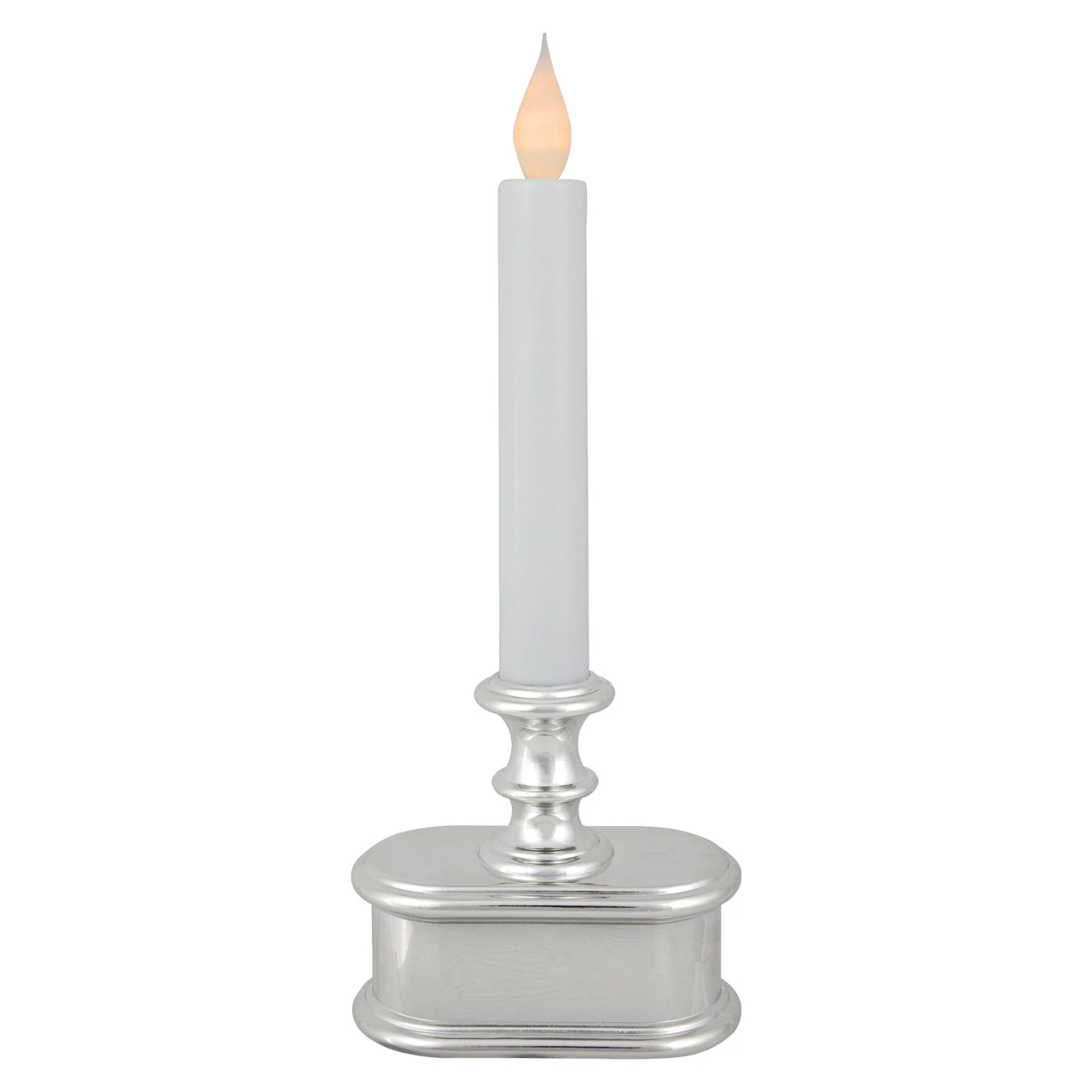 9.25" Pre-Lit LED White And Silver Lighted Christmas Candle Lamp 4 9.25" Pre-Lit LED White And Silver Lighted Christmas Candle Lamp - Image 2
