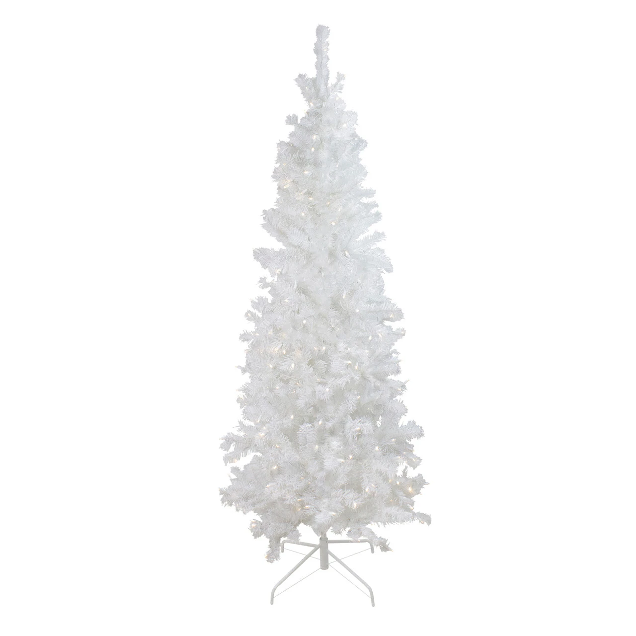 6.5' Pre-Lit Pencil White Winston Pine Artificial Christmas Tree - Warm White LED Lights 3 6.5' Pre-Lit Pencil White Winston Pine Artificial Christmas Tree - Warm White LED Lights