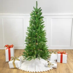 4.5' Pre-Lit White River Fir Artificial Pencil Christmas Tree - Clear Lights
