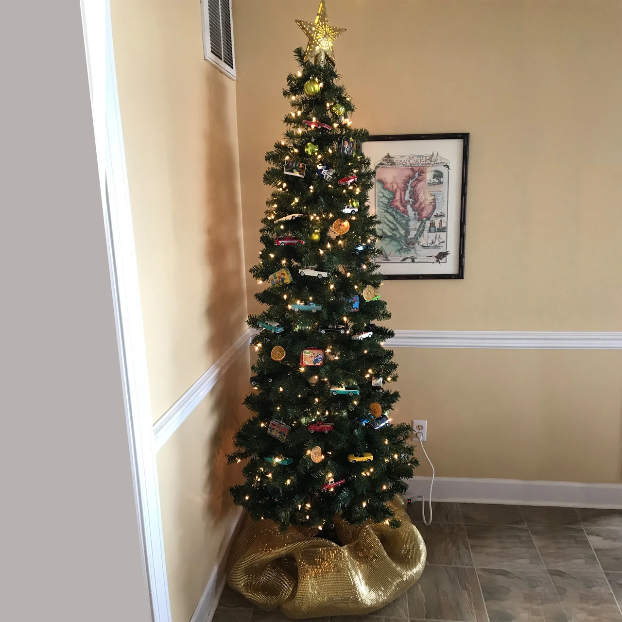 7.5' Pre-Lit Pencil Northwood Noble Fir Artificial Christmas Tree - Clear Lights 6 7.5' Pre-Lit Pencil Northwood Noble Fir Artificial Christmas Tree - Clear Lights - Image 4