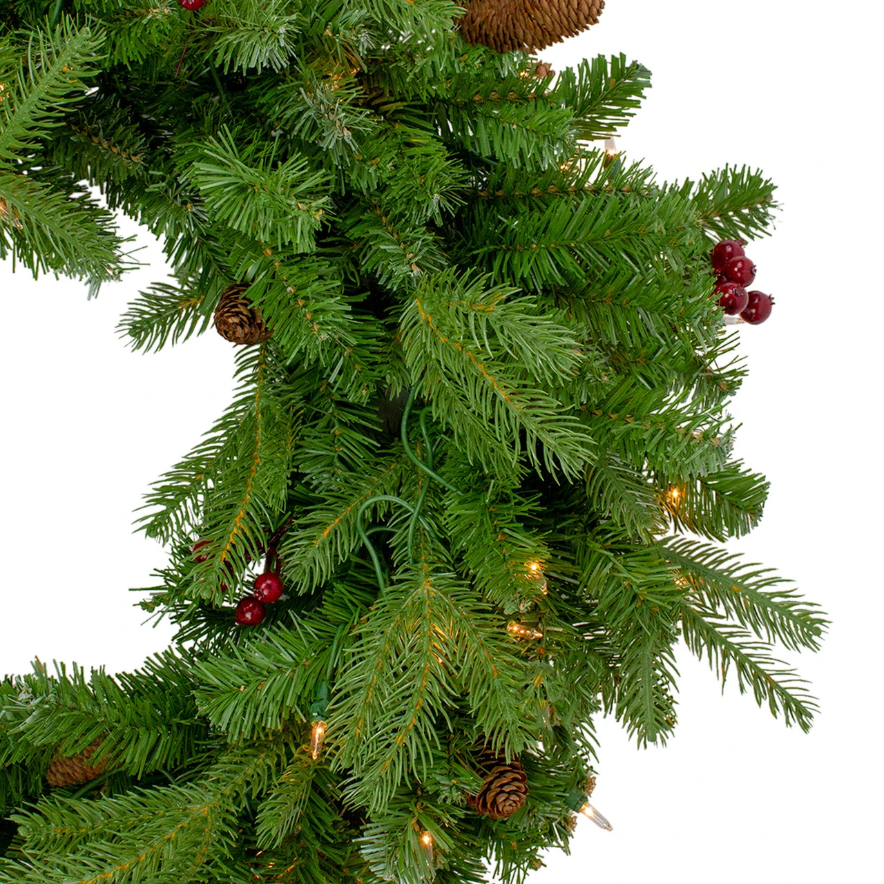 Pre-Lit Mixed Winter Berry Pine Artificial Christmas Wreath - 24-Inch, Clear Lights 5 Pre-Lit Mixed Winter Berry Pine Artificial Christmas Wreath - 24-Inch, Clear Lights - Image 3